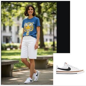 Nike Court Legacy Sneakers in white and brown Youth 6.5  Womens 7.5  Unisex NWT